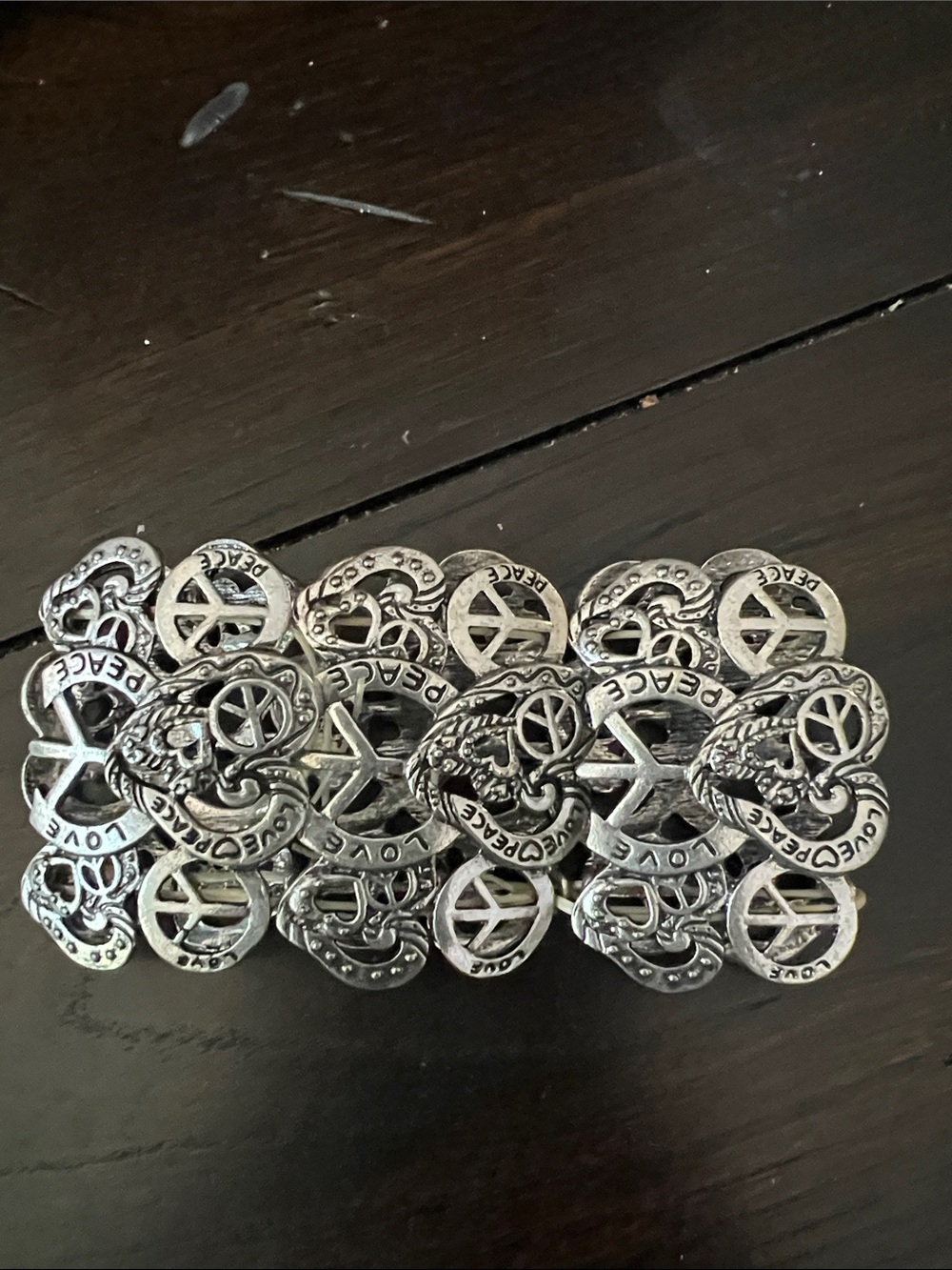 Silver Tone Peace & Love Link Bracelet